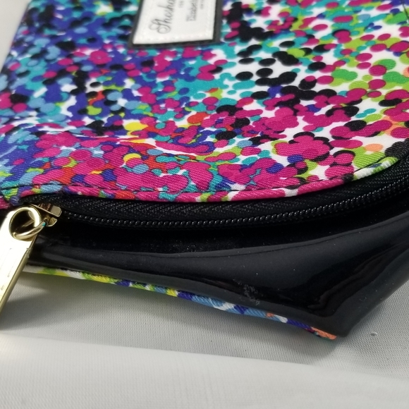 Elizabeth Arden Shoshanna Makeup Bag Purse Multi-Colored Dot Pattern Black - Picture 14 of 16